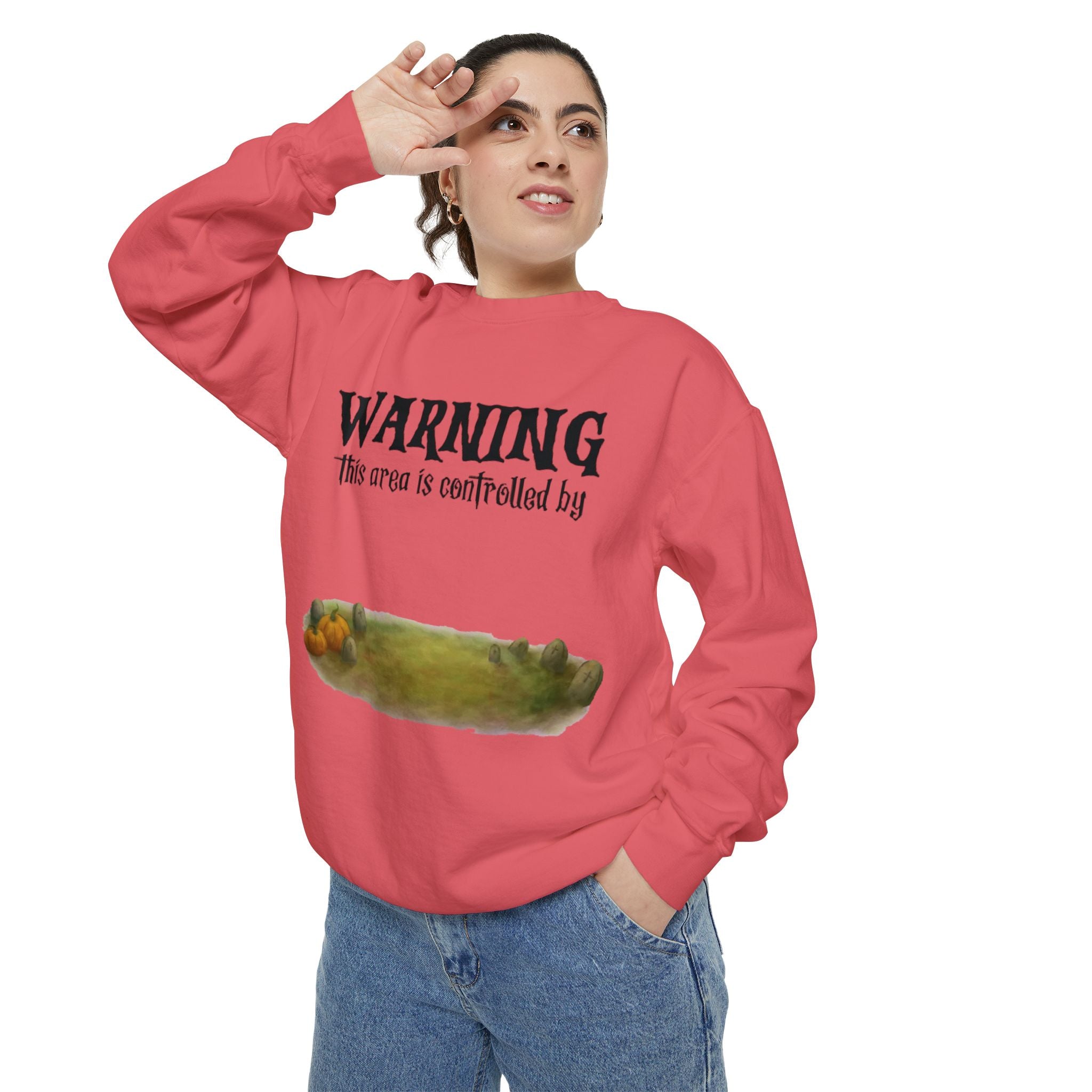 Warning this Area is Controlled by Dog | Unisex Garment-Dyed Sweatshirt